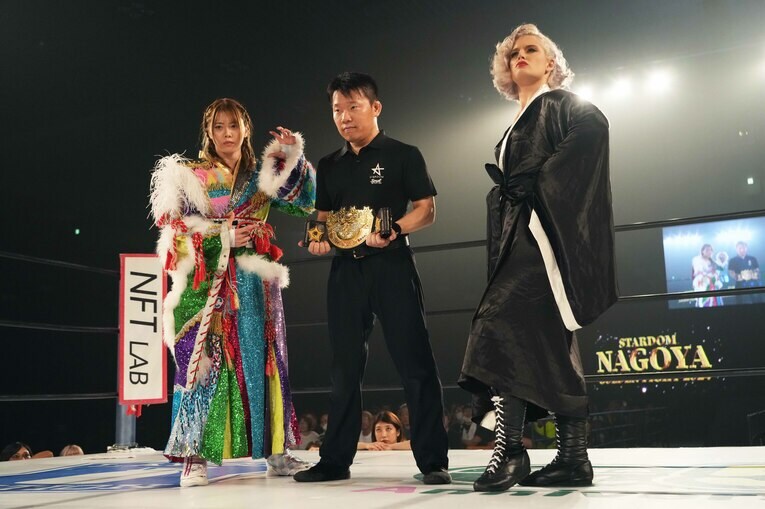 岩谷麻優とトニー・ストームによるIWGP女子王座戦。10月5日、愛知県体育館　©Essei Hara