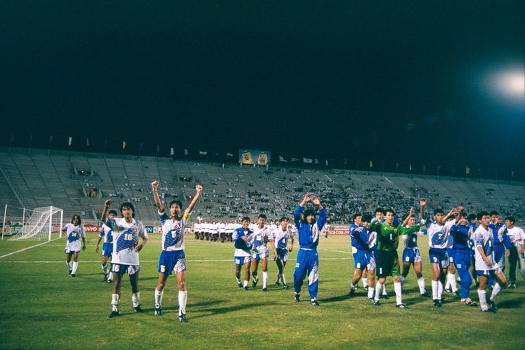 韓国に勝利し、歓喜する日本代表（1993年W杯アジア最終予選）　©︎Naoya Sanuki
