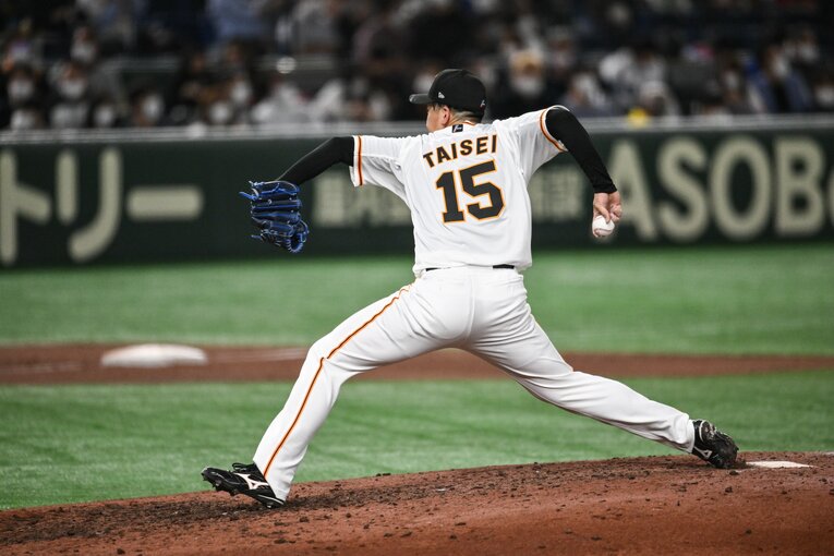 プロデビュー戦でいきなりセーブを上げた巨人・大勢（2022年）©︎Nanae Suzuki