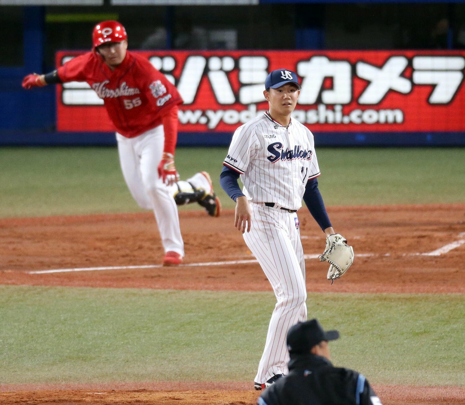 2020年11月10日、一軍初登板となった広島戦では鈴木誠也や松山竜平らにプロの洗礼を浴びた ©︎Sankei Shimbun