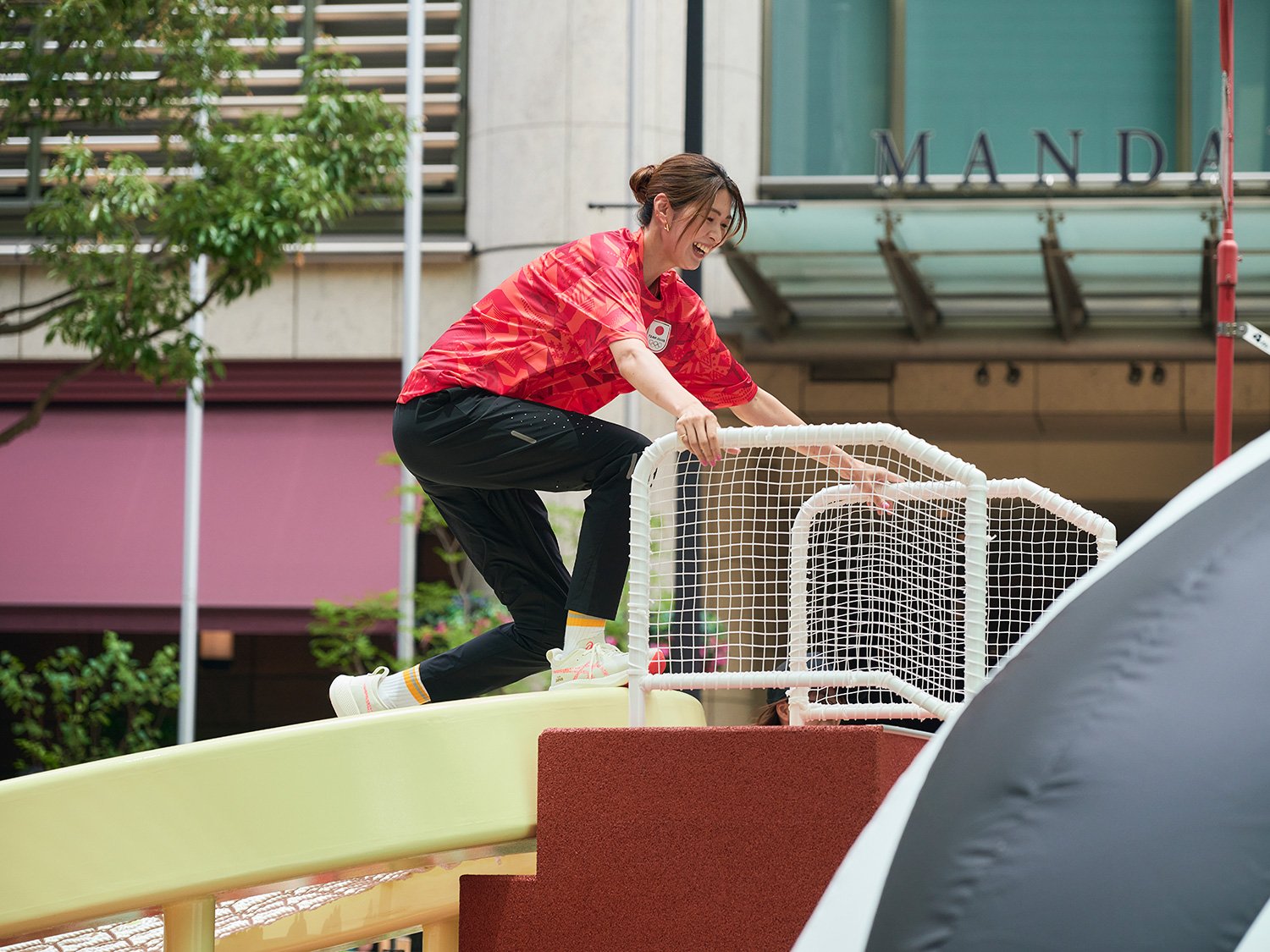 久しぶりに走ったと語る木村のタイムは33秒　©あと1日！三井不動産 TEAM JAPAN 応援イベント