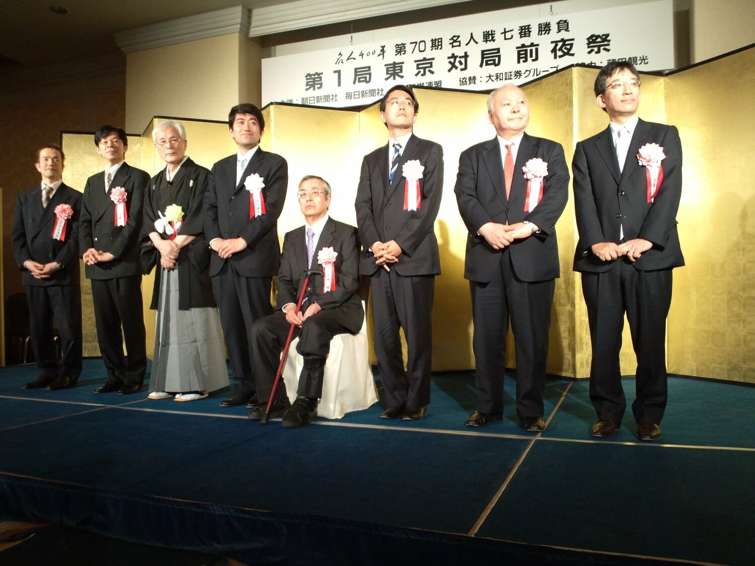 歴代名人が名人戦第1局前夜祭に勢ぞろい 2012年©Noboru Tamaru