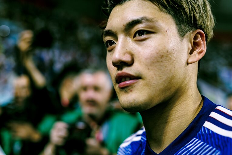 試合後の堂安　©Kiichi Matsumoto/JMPA