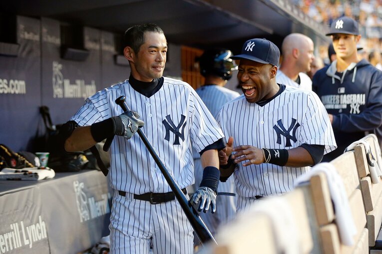 イチローの前でニッコニコなウィーラー（ヤンキース時代）　©Getty Images