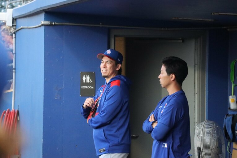 マイナー登板で試合を見守る前田　©Yuki Yamada