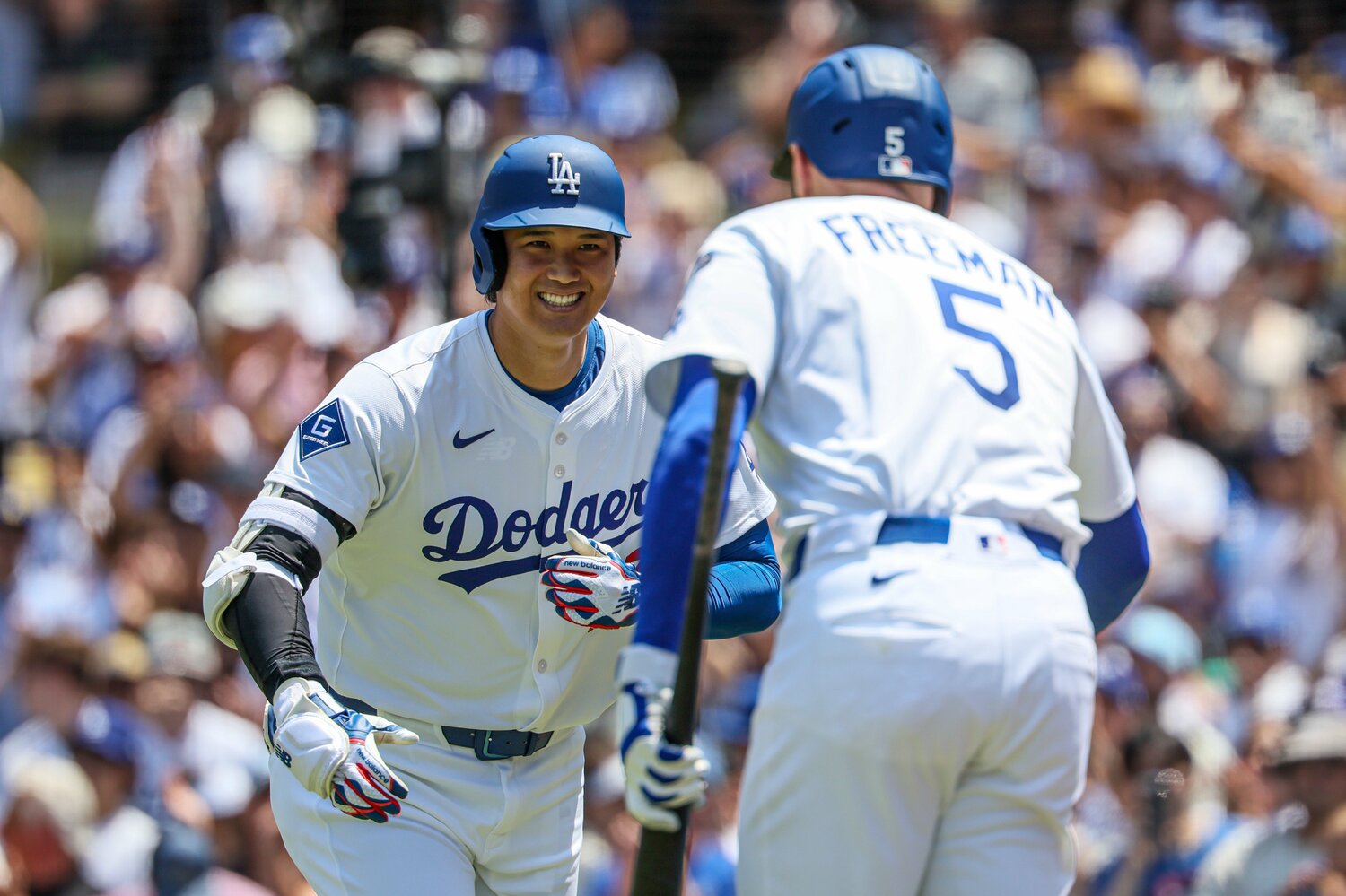 フリーマンに迎えられて笑顔　©Getty Images