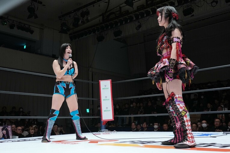 「スターダムで一番強くてかわいいのは私だ」と伊藤麻希に嚙みついたさくらあや。1月11日、後楽園ホール　©Essei Hara