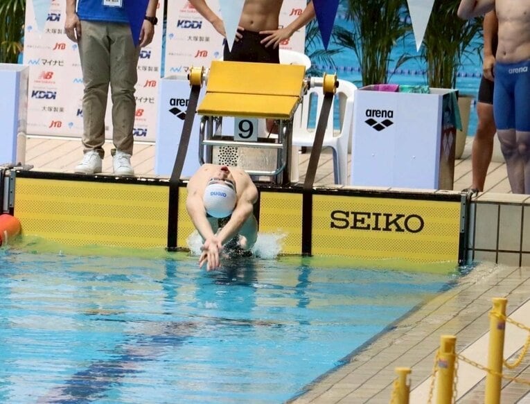 メドレーリレーでは背泳ぎで活躍した高本。個人メドレーでも全国上位の実績がある　※写真はインターハイ／開成高水泳部提供