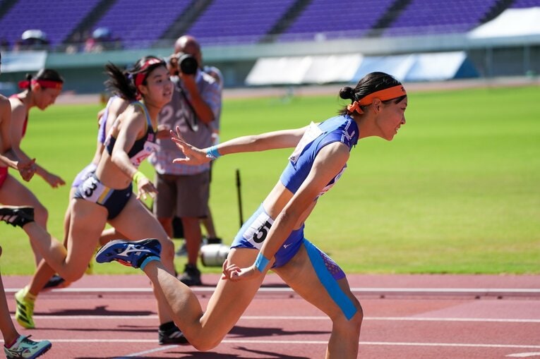 兵庫大会で7年ぶりに高校記録を更新した3年生の井上。全国大会決勝では、向かい風の影響もありベスト記録に届かず　©Satoshi Wada