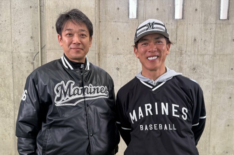 PL学園の先輩、後輩にあたるサブロー監督と松井稼頭央さん ／ photograph by Chiba Lotte Marines