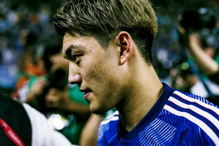 試合後の堂安　©Kiichi Matsumoto/JMPA