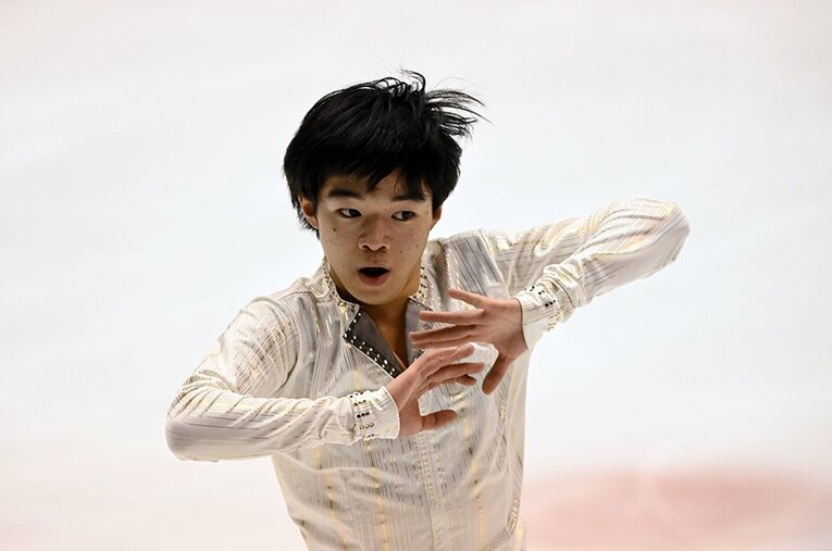 1月28日に行われた国体のフリーで鍵山優真は175.70点を記録し、合計270.82点。2位の佐藤駿に30.77点差をつけて優勝した ／ photograph by Hiroyuki Nakamura