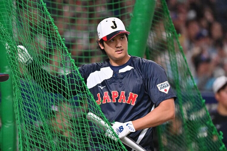 フリーバッティングに臨んだ大谷　©Hideki Sugiyama