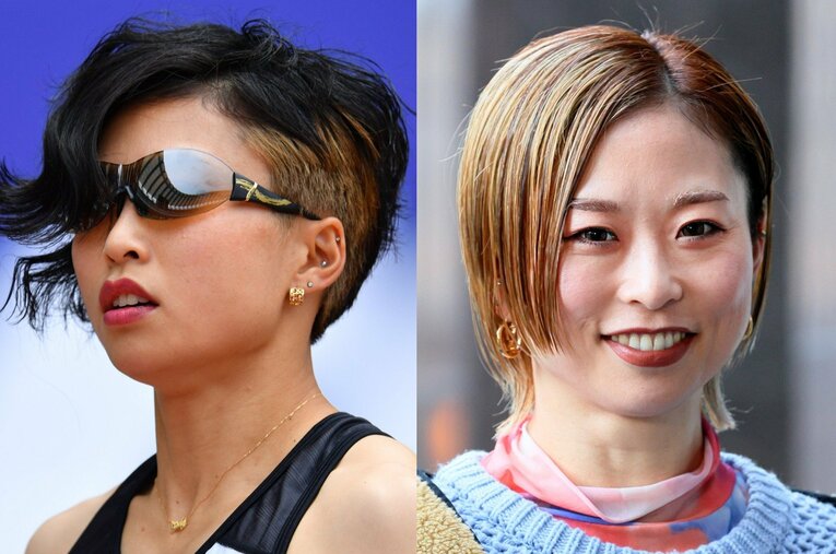 現役時代はド派手な金髪やサイドを刈り上げたツーブロックなど、ビジュアル面でも注目を集めた和田麻希さん ／ photograph by L)AFLO、R)Shigeki Yamamoto