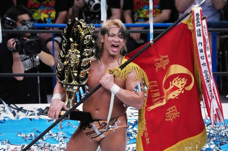 36回目の『G1 CLIMAX』で初優勝した大岩陵平（27歳）。新日本プロレスに新しい時代が訪れた。8月16日、両国国技館 ／ photograph by Essei Hara