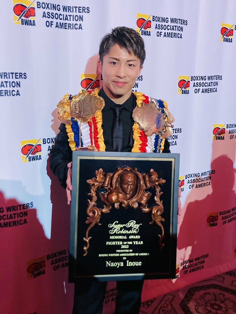 全米ボクシング記者協会（BWAA）の表彰式に出席した井上尚弥（筆者撮影）