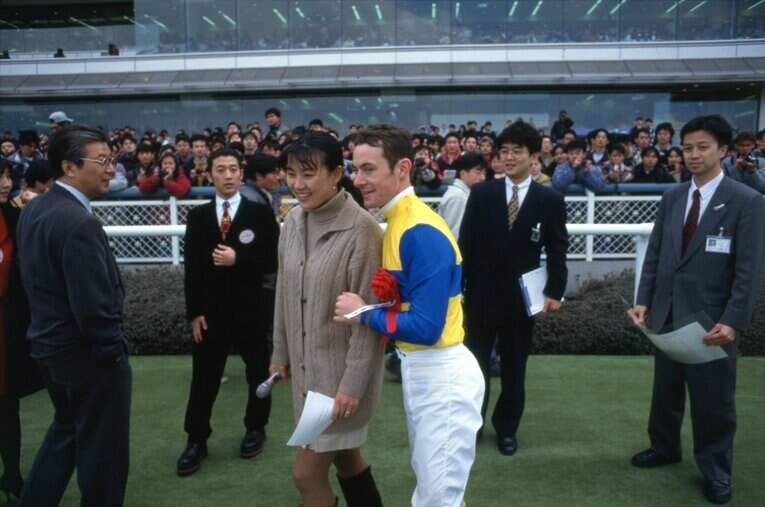 96年3月チューリップ賞、エアグルーヴに騎乗したペリエ　©Tomohiko Hayashi
