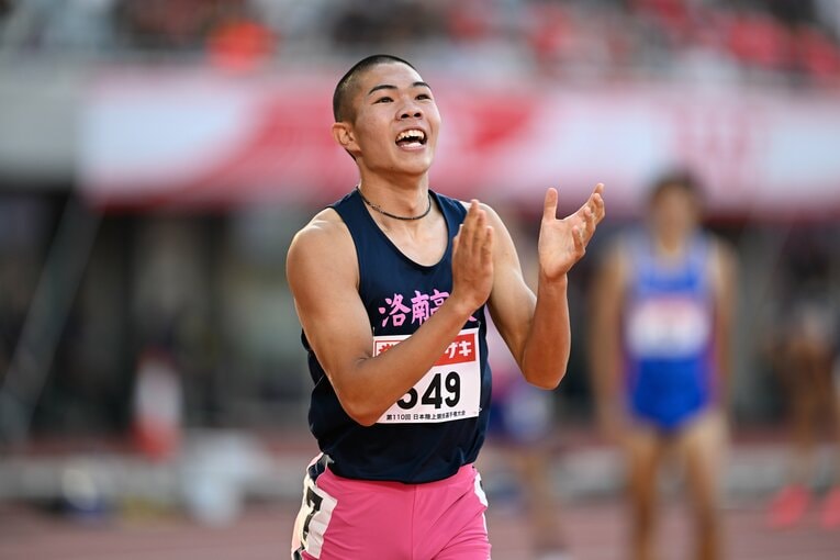 予選で「不滅」と言われた為末大の高校記録を30年ぶりに更新。決勝ではさらにそれを更新してみせた　©Asami Enomoto
