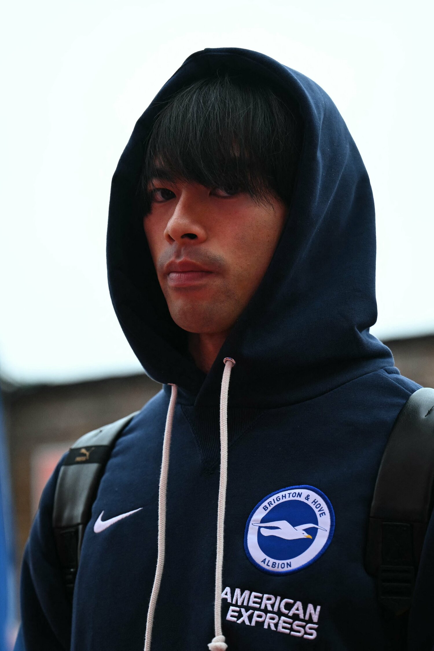 2月1日、敵地でのノッティンガム・フォレスト戦。試合前にスタジアム入りする三笘薫(27歳) ©JIJI PRESS