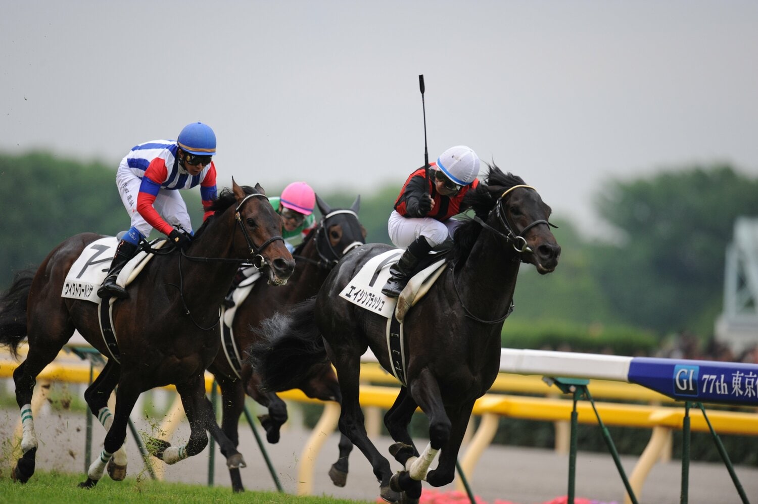 極端なスローペースのなか、ラスト3ハロンを32.7秒で駆け抜けた2010年のダービー馬エイシンフラッシュ　©Keiji Ishikawa