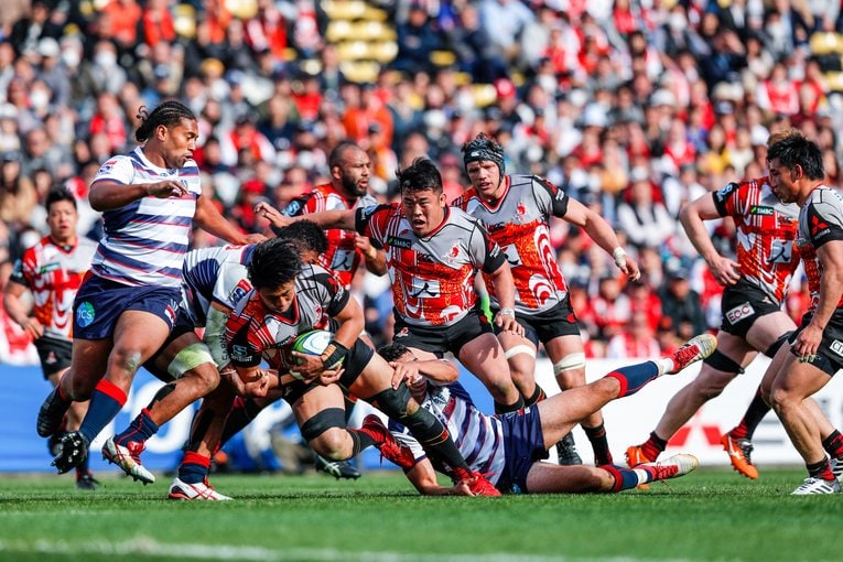 サンウルブズ最多キャップを誇るプロップ浅原拓真（2018年3月3日vsレベルズ）　©︎Kiichi Matsumoto