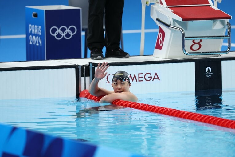 パリ五輪、200m平泳ぎのレース後の鈴木　©Ryosuke Menju/JMPA