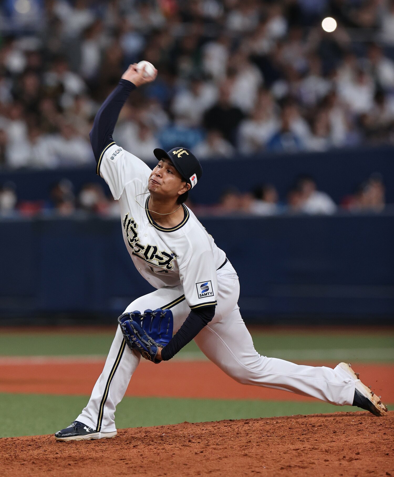 2024年5月の日本ハム戦で力投する宇田川 ©JIJI PRESS