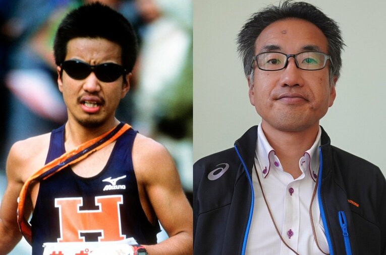 2001年の箱根路で5区を走った法大の4年生・大村一。シーズン当初は駅伝チームの主将を務めていたが、夏前に「ある事件」が起きる ／ photograph by (L)フォート・キシモト、(R)NumberWeb