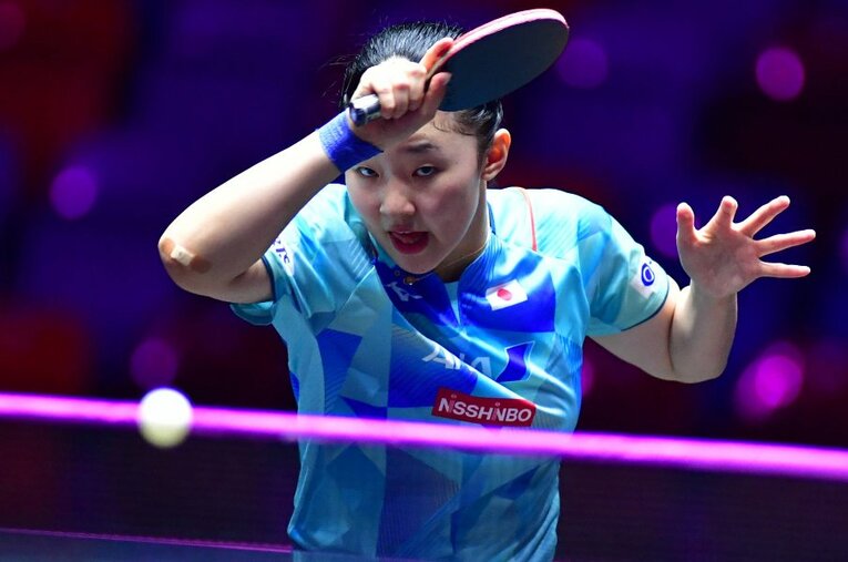 WTTチャンピオンズ フランクフルトにて、平野美宇に勝利した張本美和 ／ photograph by AFLO