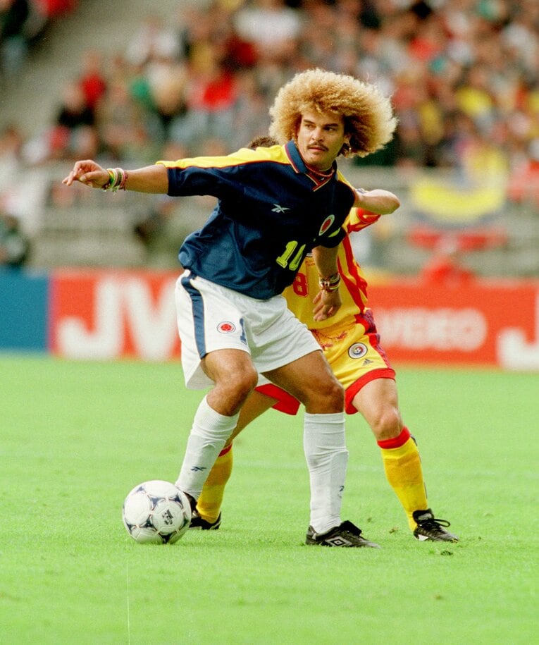 1998年フランス大会時、コロンビア代表のカルロス・バルデラマ選手　©JIJI PRESS
