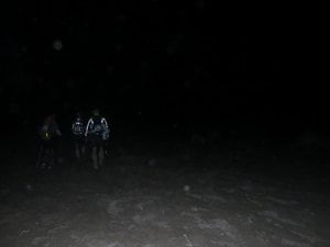 夜の砂漠はこんな感じ。周囲にいるランナーだけが命綱