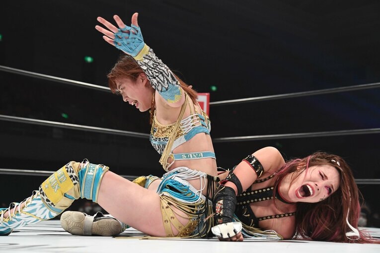 上谷沙弥は「白いベルトの絶対王者は私」とアピールした　©Masashi Hara