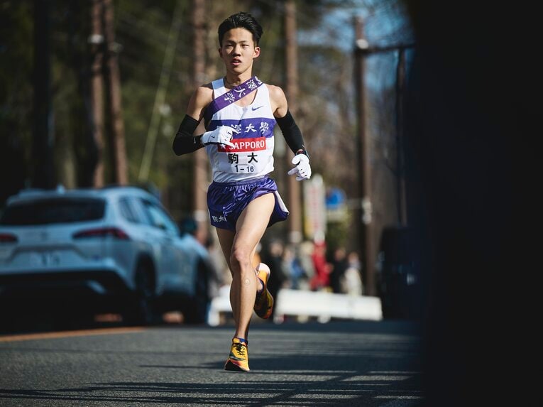 3区を走った安原太陽　©Yuki Suenaga