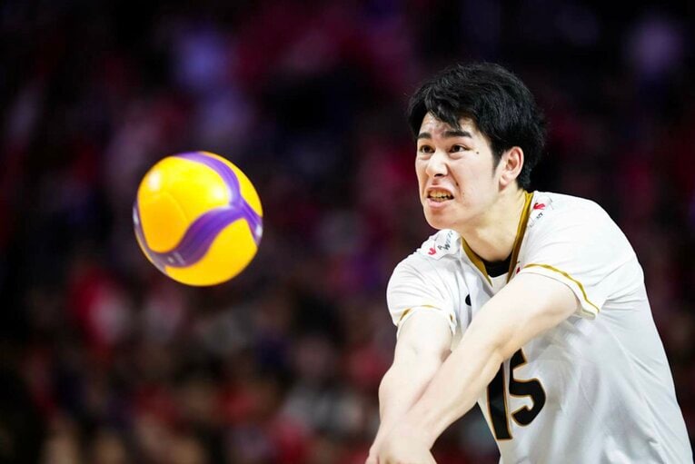 甲斐優斗（VNLベルギー戦）©Volleyball World
