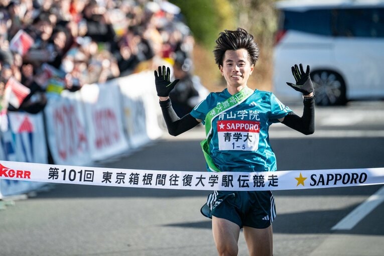 3度目の5区で区間新記録をマークした青学大の若林　©Nanae Suzuki