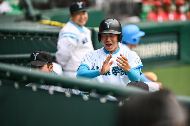 笑顔が多かった山梨学院ナイン　©Nanae Suzuki