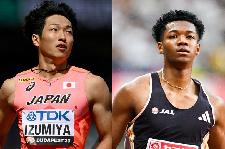 ともに12秒台に迫る日本記録を持つ泉谷と村竹　©︎Getty Images/Asami Enomoto
