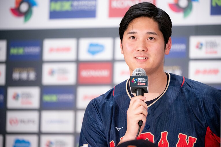 会見にサプライズ登壇した大谷翔平。WBCへの思いを語った　©︎Nanae Suzuki