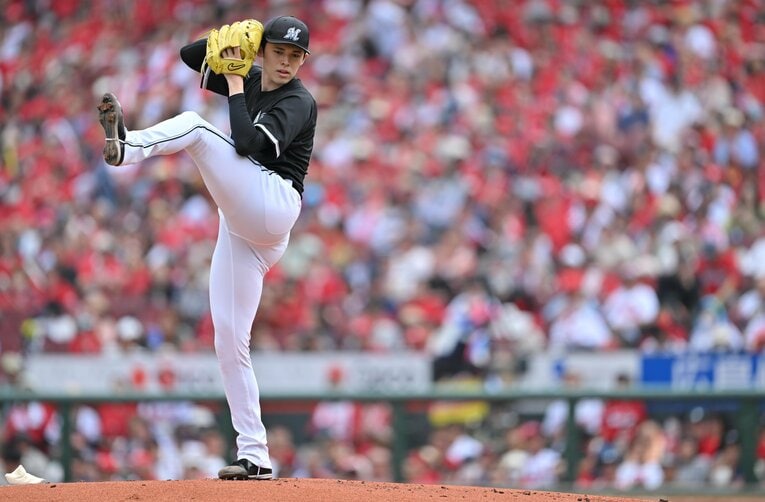 現在はロッテで活躍する佐々木朗希 ©JIJI PRESS