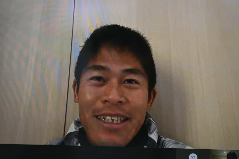 リモートインタビューで取材に応じた川内優輝。35歳の今、さらに記録を伸ばし続けている理由を聞いた　©Naoya Sanuki
