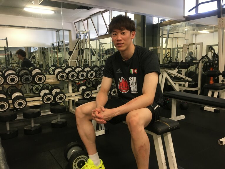 ペルージャに合流した石川祐希（8月下旬／筆者撮影）