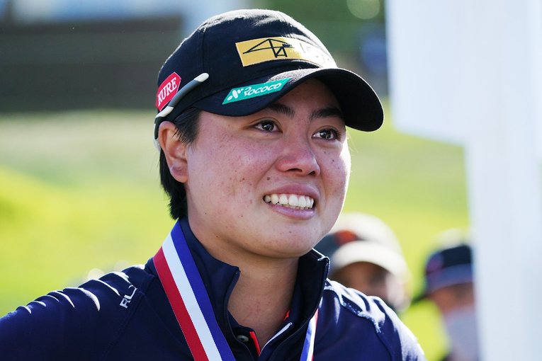 優勝を実感し、涙ぐむ笹生　©︎Shizuka Minami