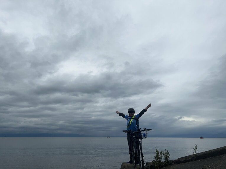 「琵琶湖だぁぁぁぁあ！」と興奮気味にツイート（小野田治矢さん提供）