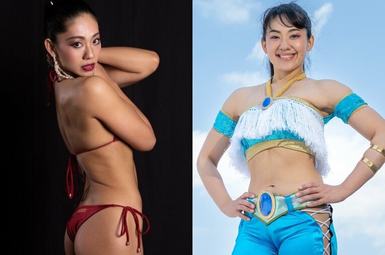 ベストボディ・ジャパンへの出場を続けながら、プロレスラーとしても活動する竹林早苗 ／ photograph by L）BEST BODY JAPAN、R）Shiro Miyake