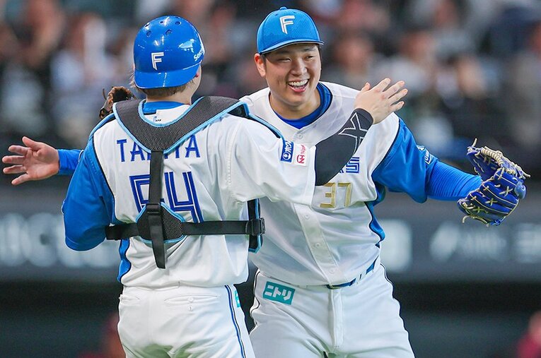 いわゆる「マダックス」で初完封勝利を挙げた日本ハムの古林睿煬（グーリン・ルェヤン／24歳） ／ photograph by JIJI PRESS