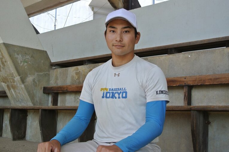 東京大学野球部の新キャプテンに就任した梅林浩大（4年）。開幕戦では4番に座った ／ photograph by Shinichi Uehara