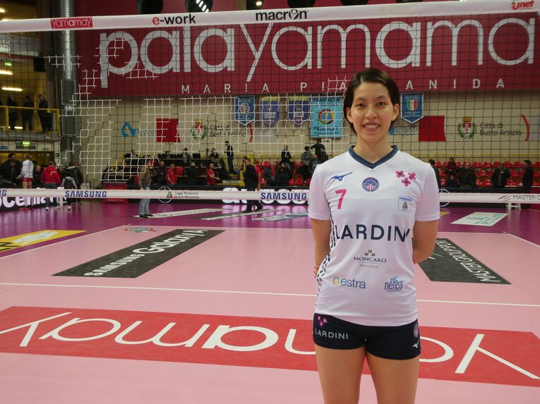 2018/19シーズン、イタリア・セリエAのラルディーニ・フィロットラーノでプレーした頃の岩崎こよみ（当時・冨永）©︎Noriko Yonemushi