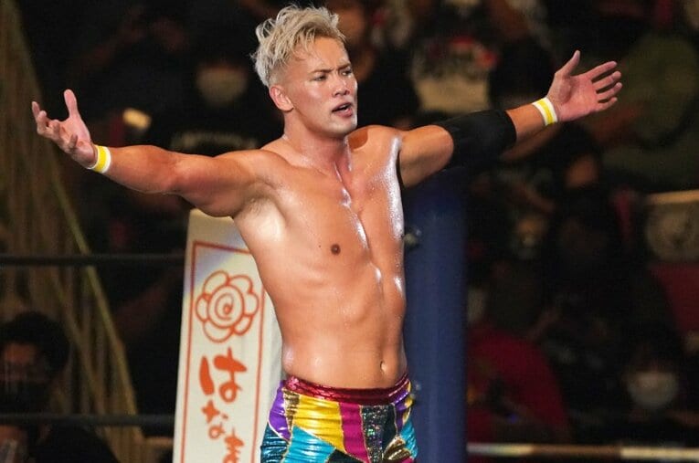 9月19日のG1クライマックス開幕第2戦にて棚橋弘至と対戦したオカダ・カズチカ ／ photograph by Essei Hara