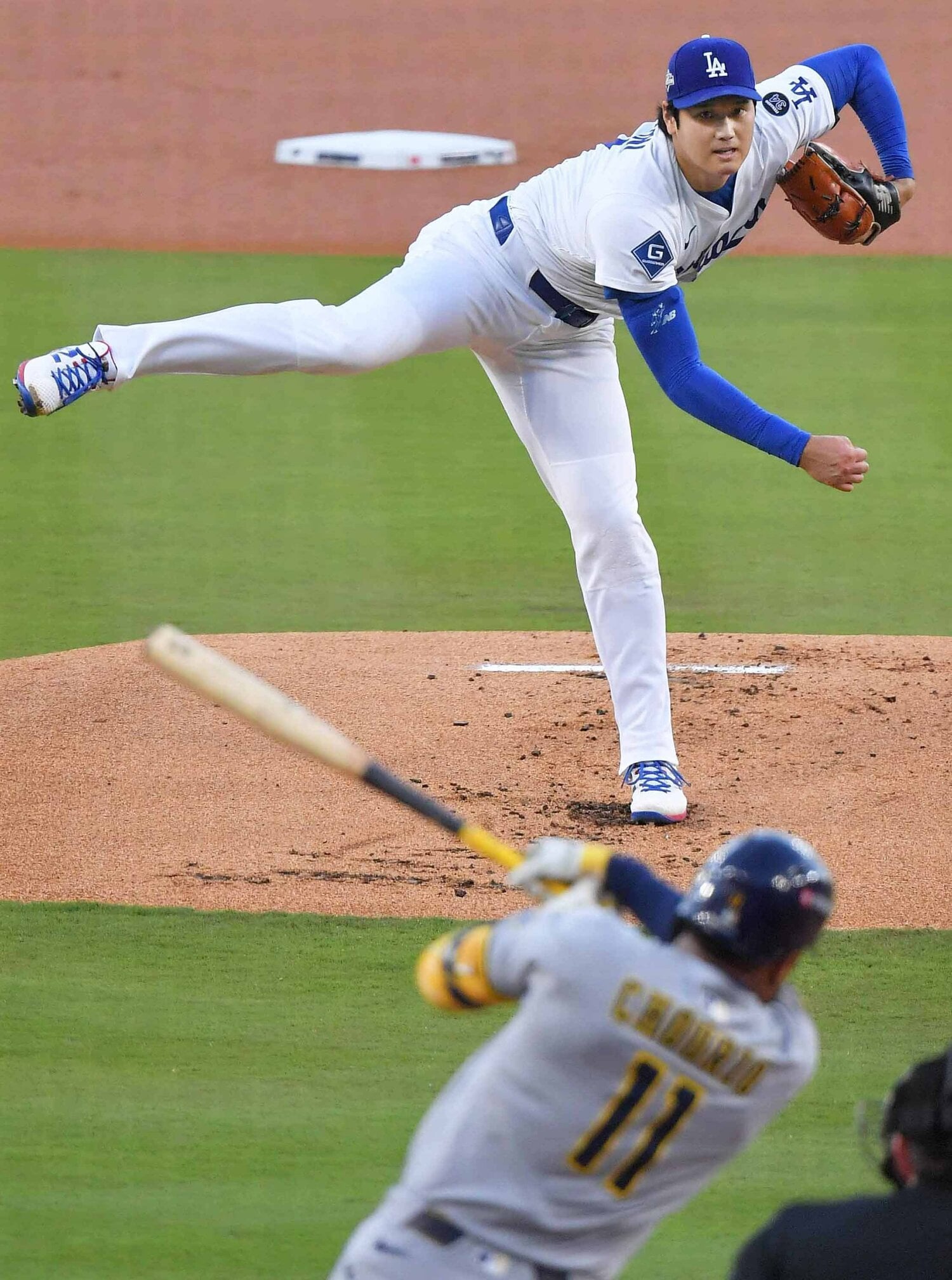 6回0/3を投げて無失点。被安打2、四球3で球数は100球ちょうどで交代となった大谷　©JIJI PRESS