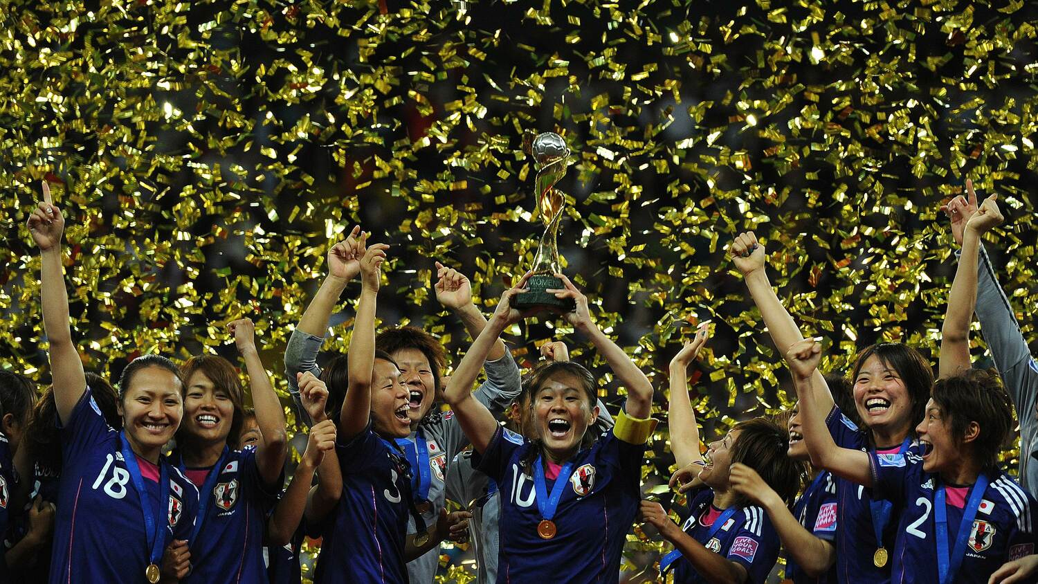 2011年W杯で優勝したなでしこジャパン　©AFP/JIJI PRESS